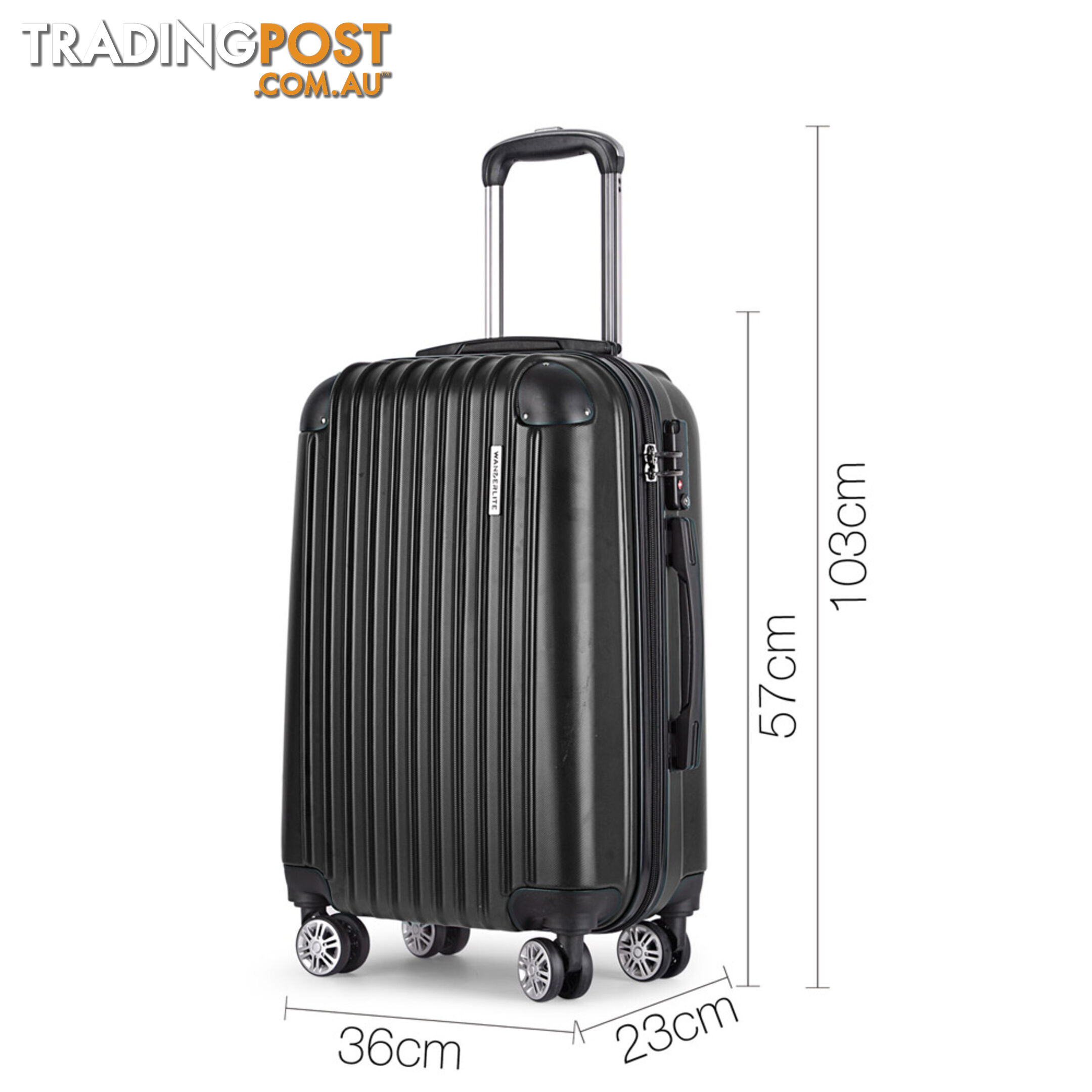 Set of 3 Hard Shell Travel Luggage with TSA Lock - Black