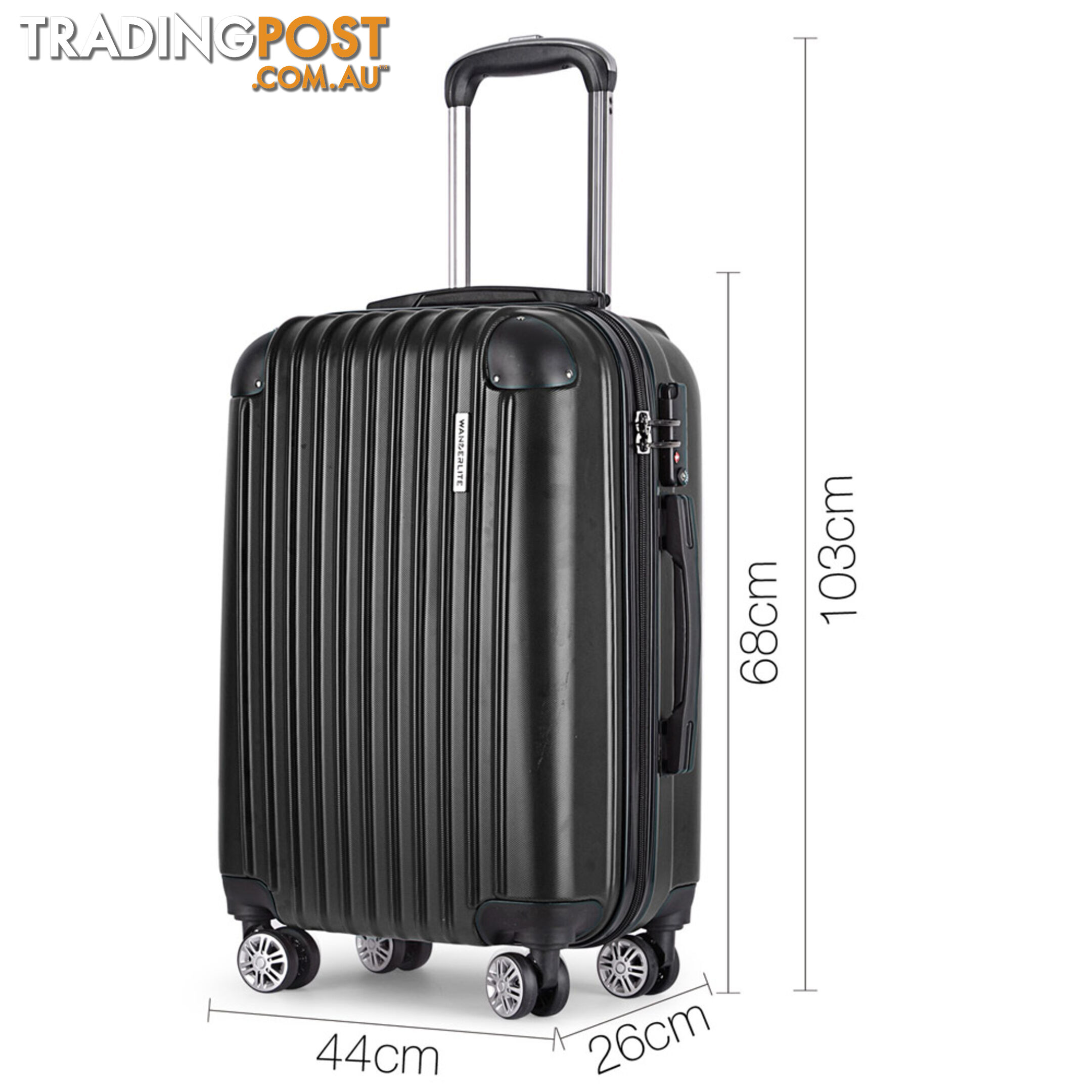 Set of 3 Hard Shell Travel Luggage with TSA Lock - Black