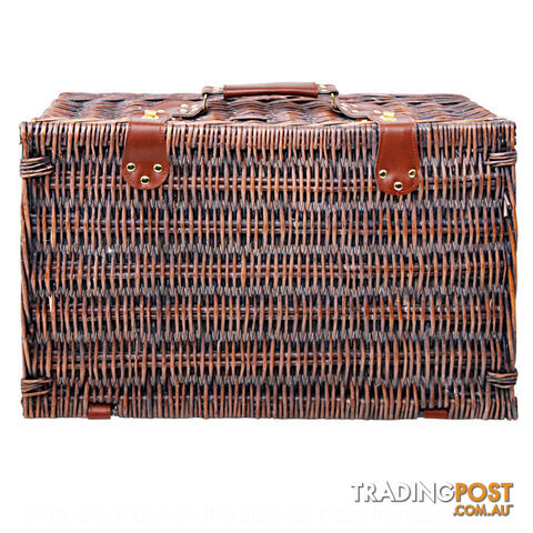 4 Person Picnic Basket Set w/ Cooler Bag Blanket