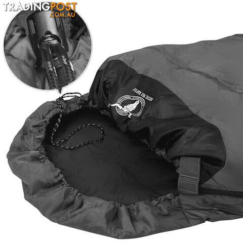 Single Camping Envelope Sleeping Bag Grey Black