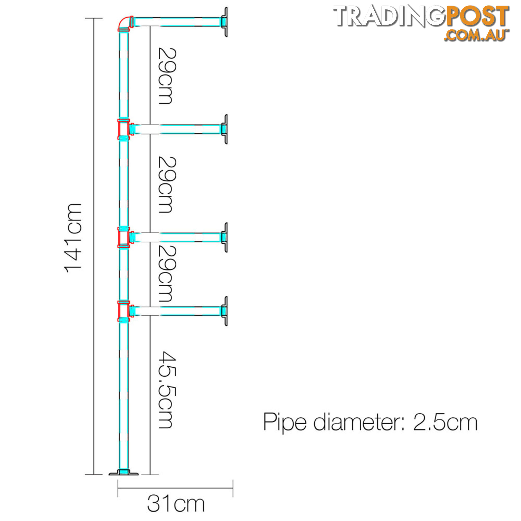 Wall Mount Pipe Bracket Shelf _ 141 CM