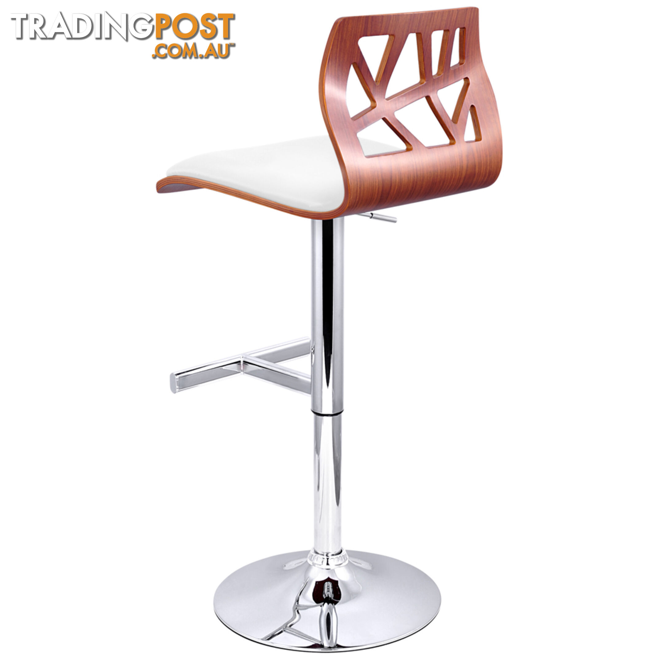 Set of 2 PU Leather Wooden Kitchen Bar Stool Padded Seat White