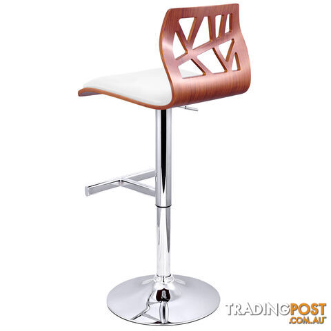 Set of 2 PU Leather Wooden Kitchen Bar Stool Padded Seat White