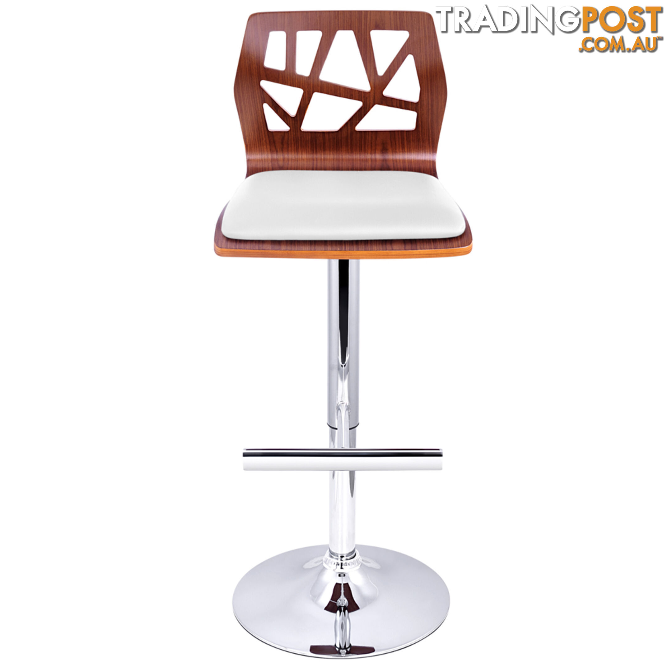 Set of 2 PU Leather Wooden Kitchen Bar Stool Padded Seat White