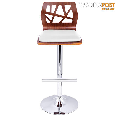 Set of 2 PU Leather Wooden Kitchen Bar Stool Padded Seat White