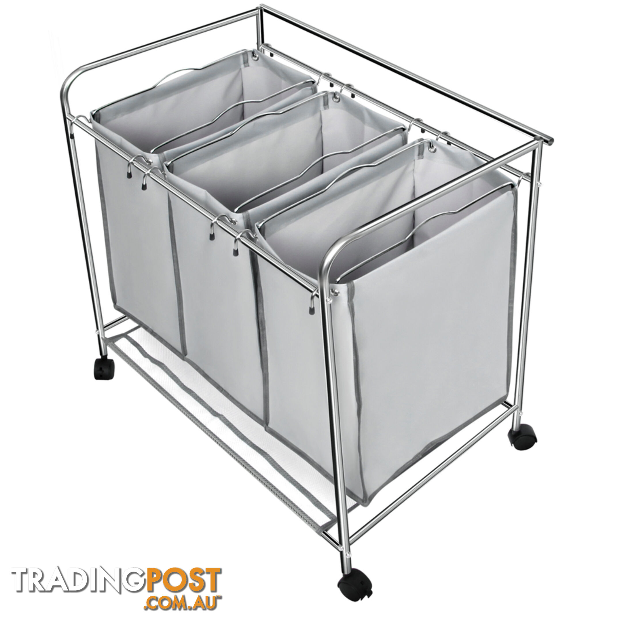 3 Compartment Laundry Cart Basket Trolley w/ Iron Board