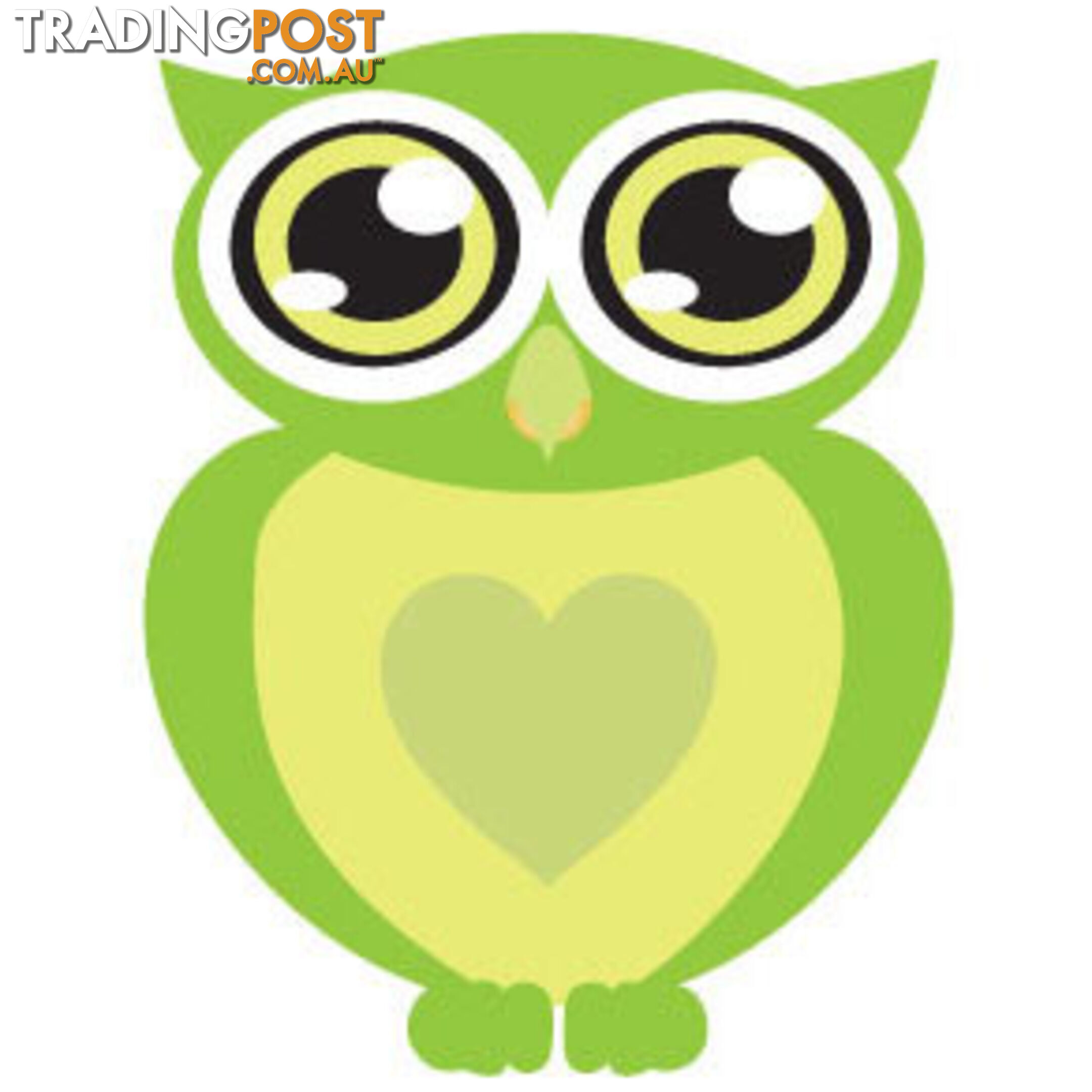 10 X Green owl with big eyes Wall Sticker - Totally Movable