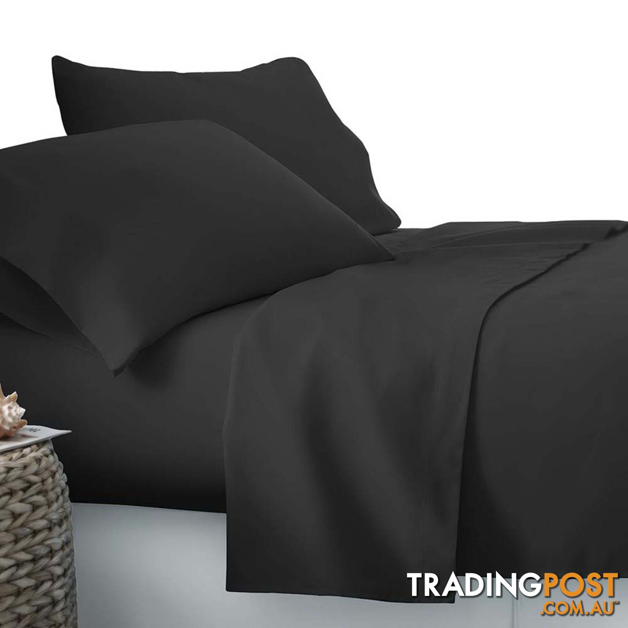 3 Piece Microfibre Sheet Set King Single _ Black