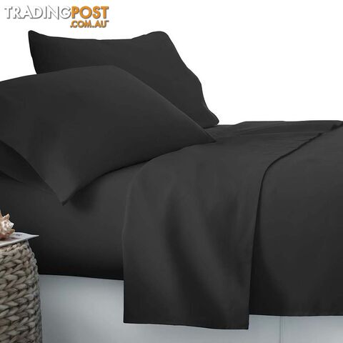 3 Piece Microfibre Sheet Set King Single _ Black