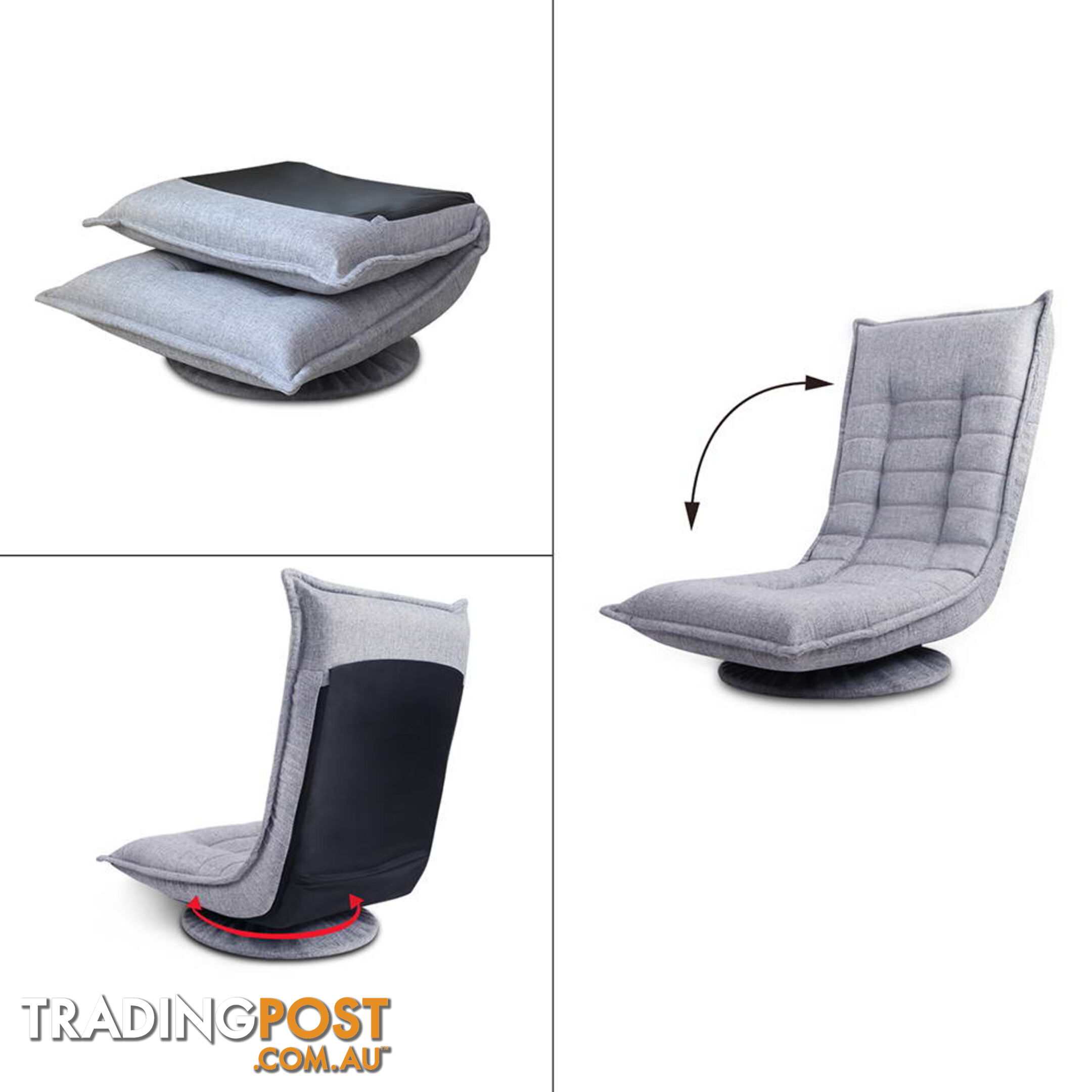 Swivel Foldable Floor Chair - Grey