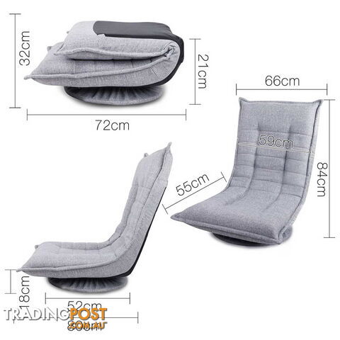 Swivel Foldable Floor Chair - Grey