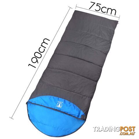 Single Camping Envelope Sleeping Bag Blue Grey