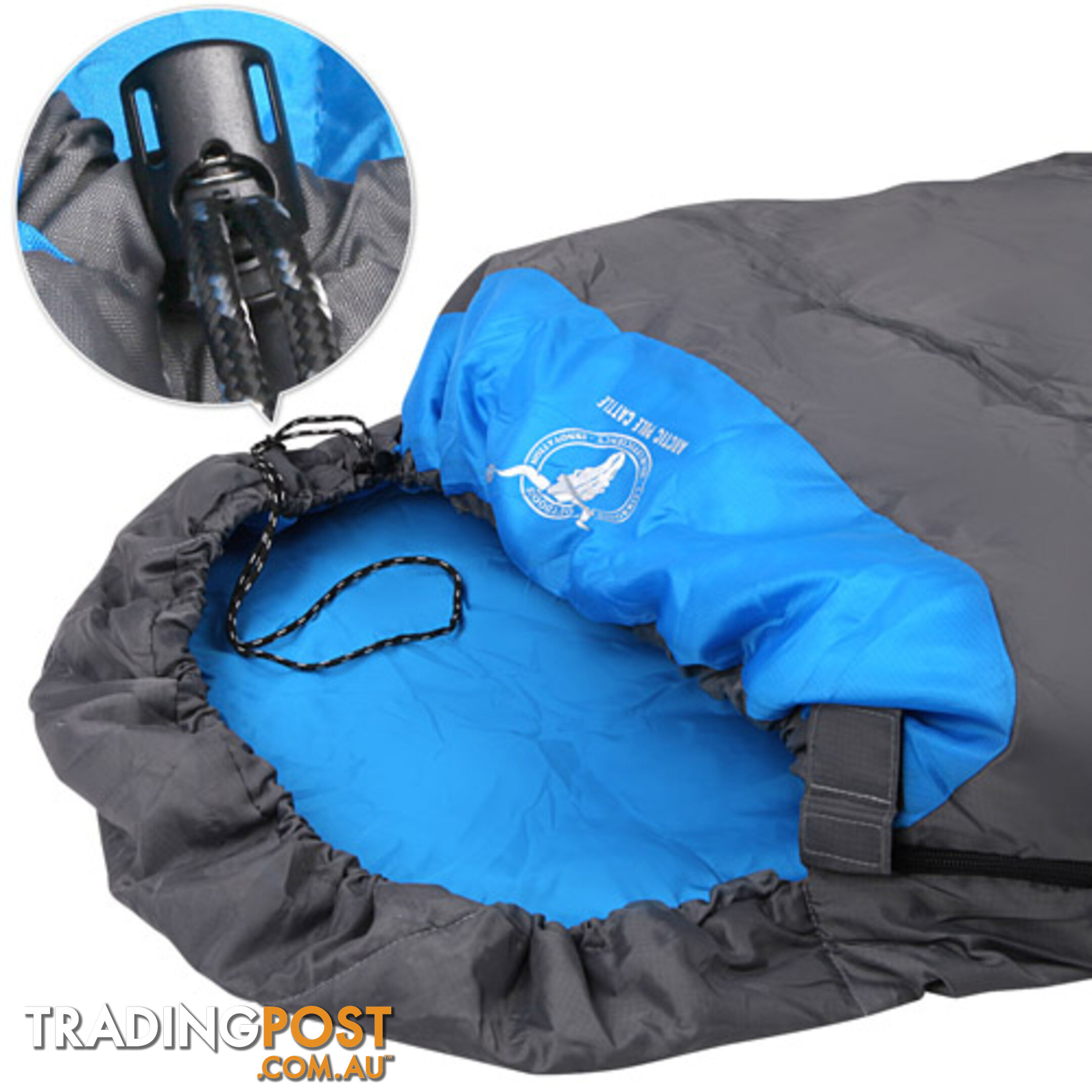 Single Camping Envelope Sleeping Bag Blue Grey