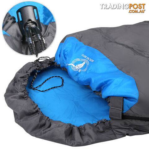 Single Camping Envelope Sleeping Bag Blue Grey