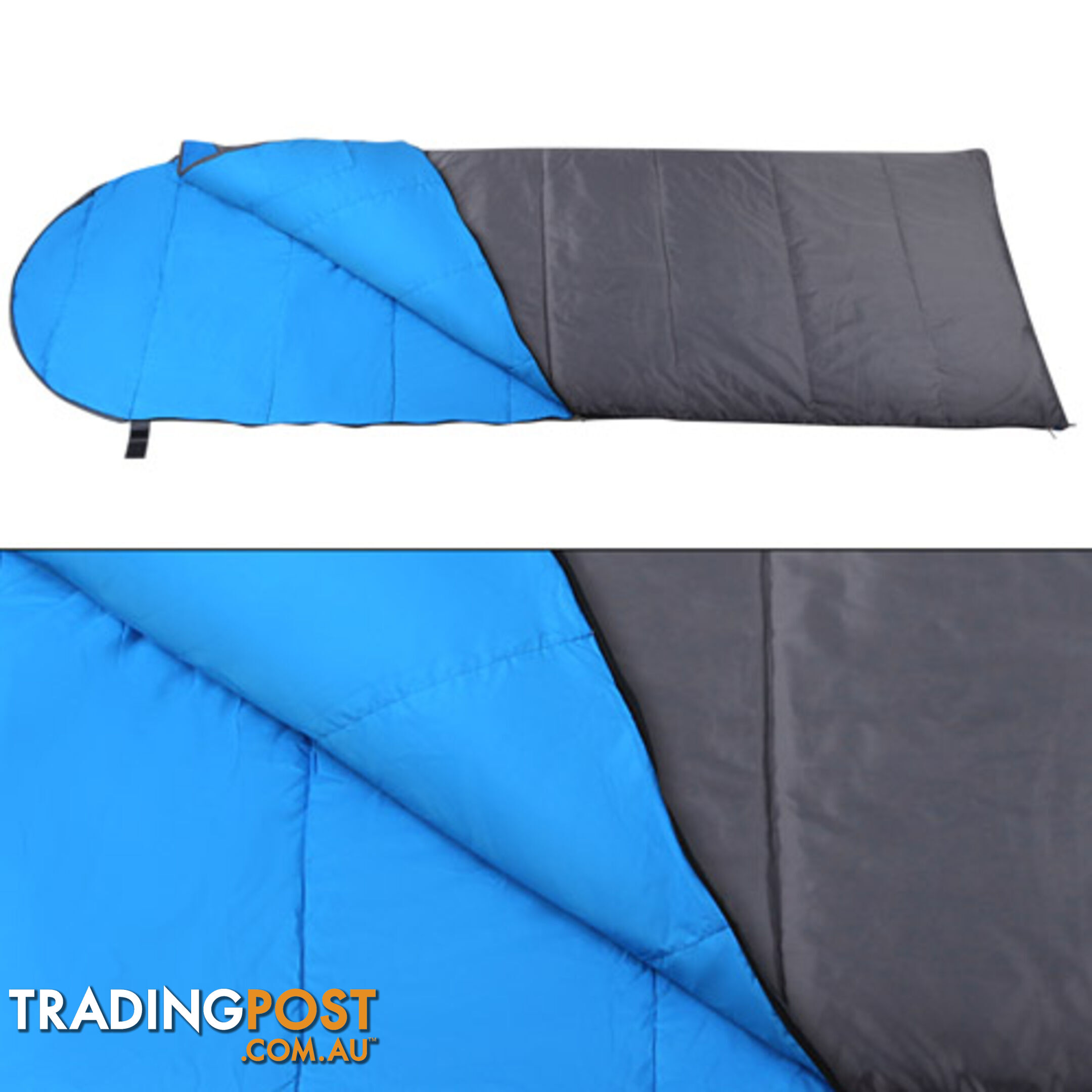 Single Camping Envelope Sleeping Bag Blue Grey