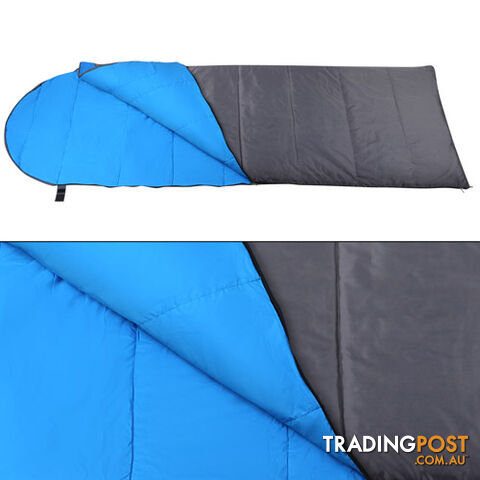 Single Camping Envelope Sleeping Bag Blue Grey