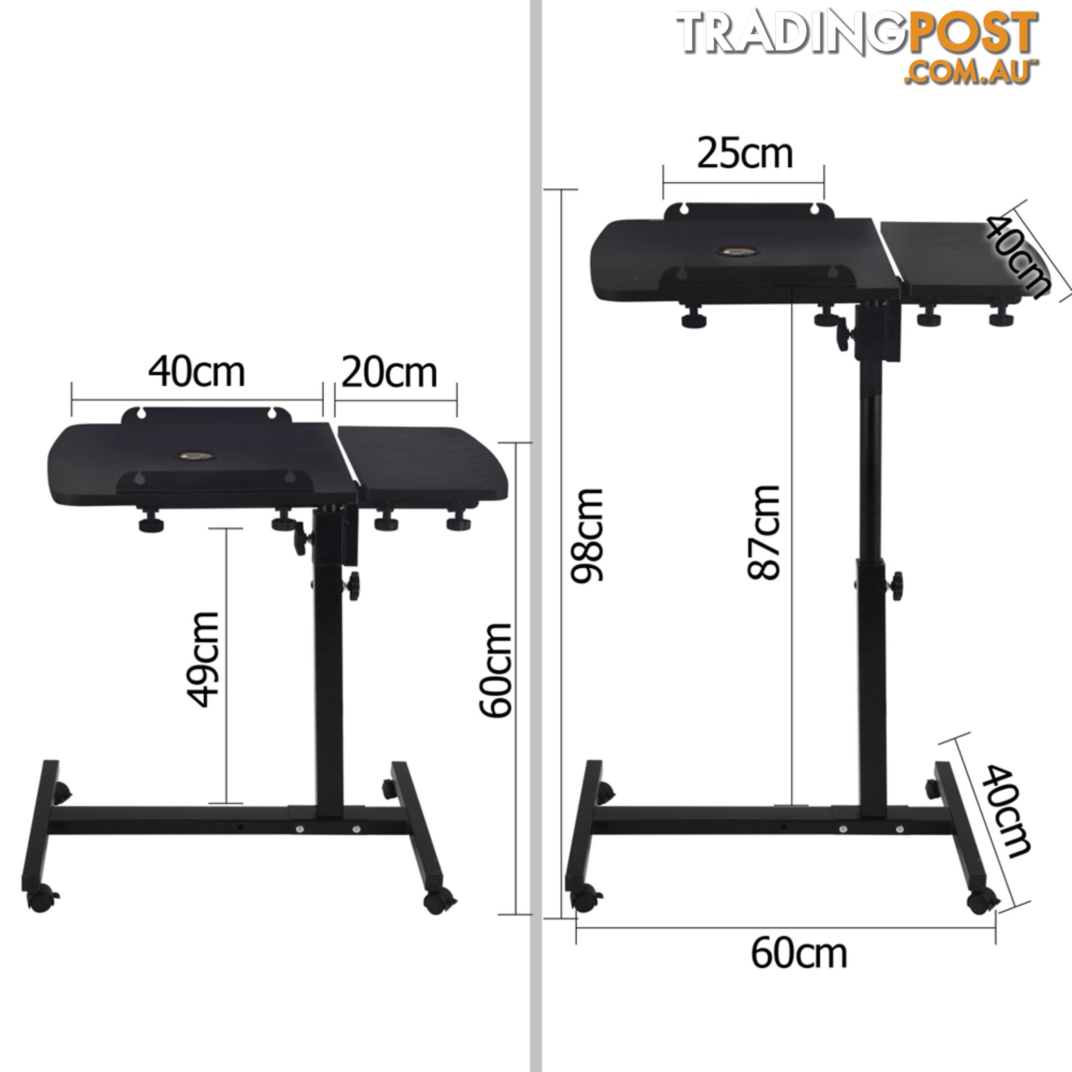 Rotating Mobile Laptop Adjustable Desk w/ USB Cooler Black