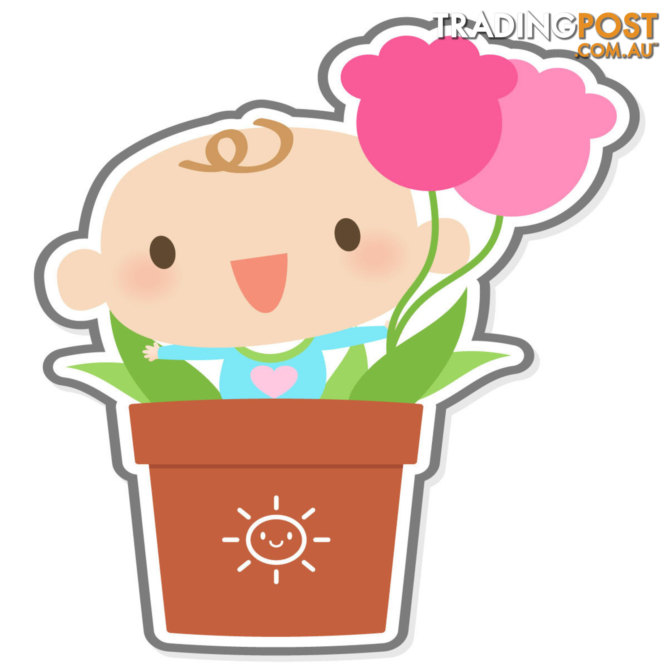 Flowerpot Boy Wall Stickers - Totally Movable