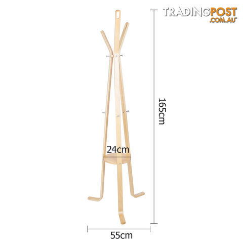 Wooden Coat Rack Clothes Stand Hanger Light Wood