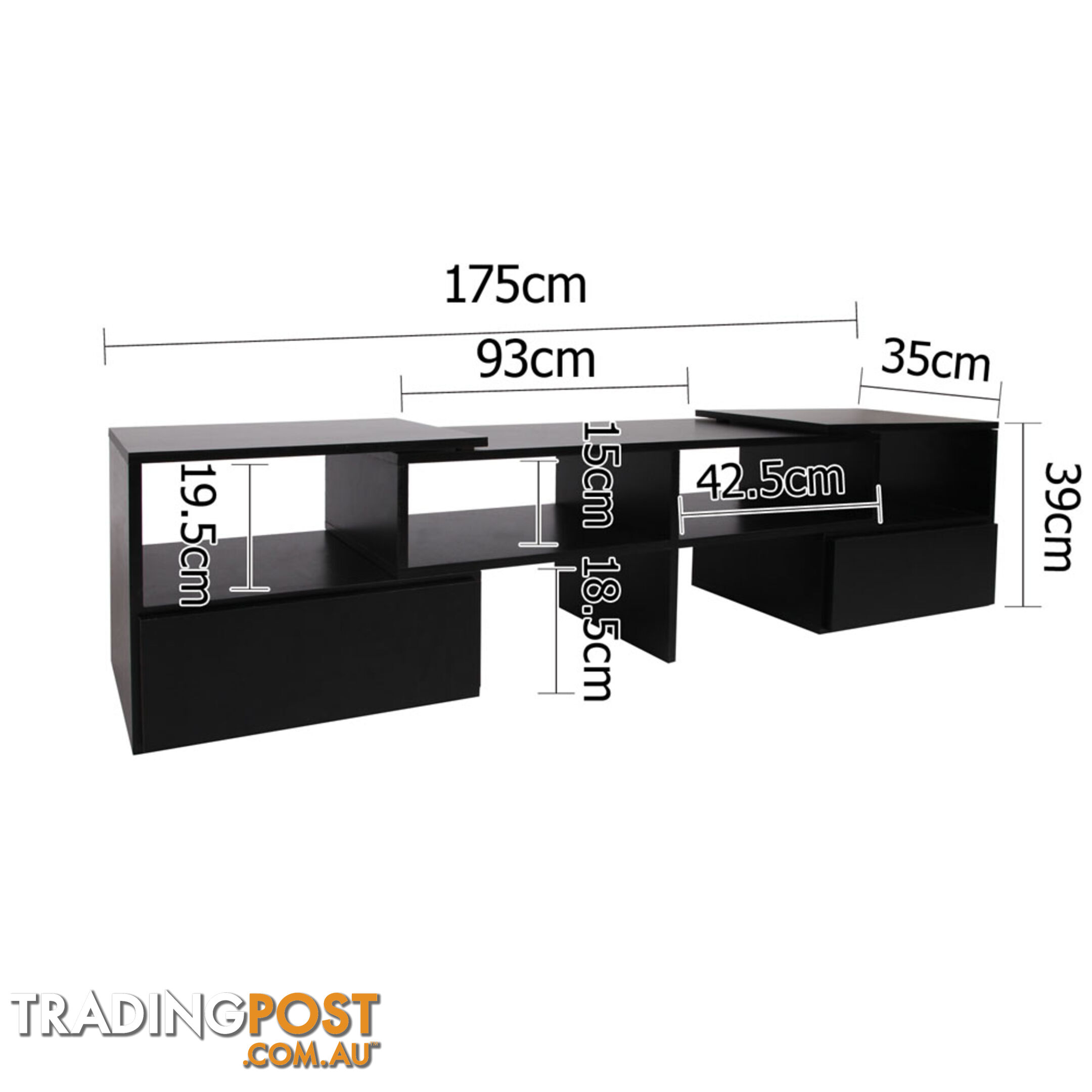 TV Stand Entertainment Unit Adjustable Cabinet Black