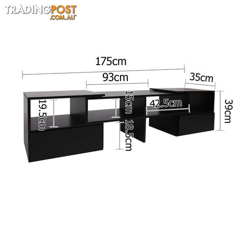 TV Stand Entertainment Unit Adjustable Cabinet Black