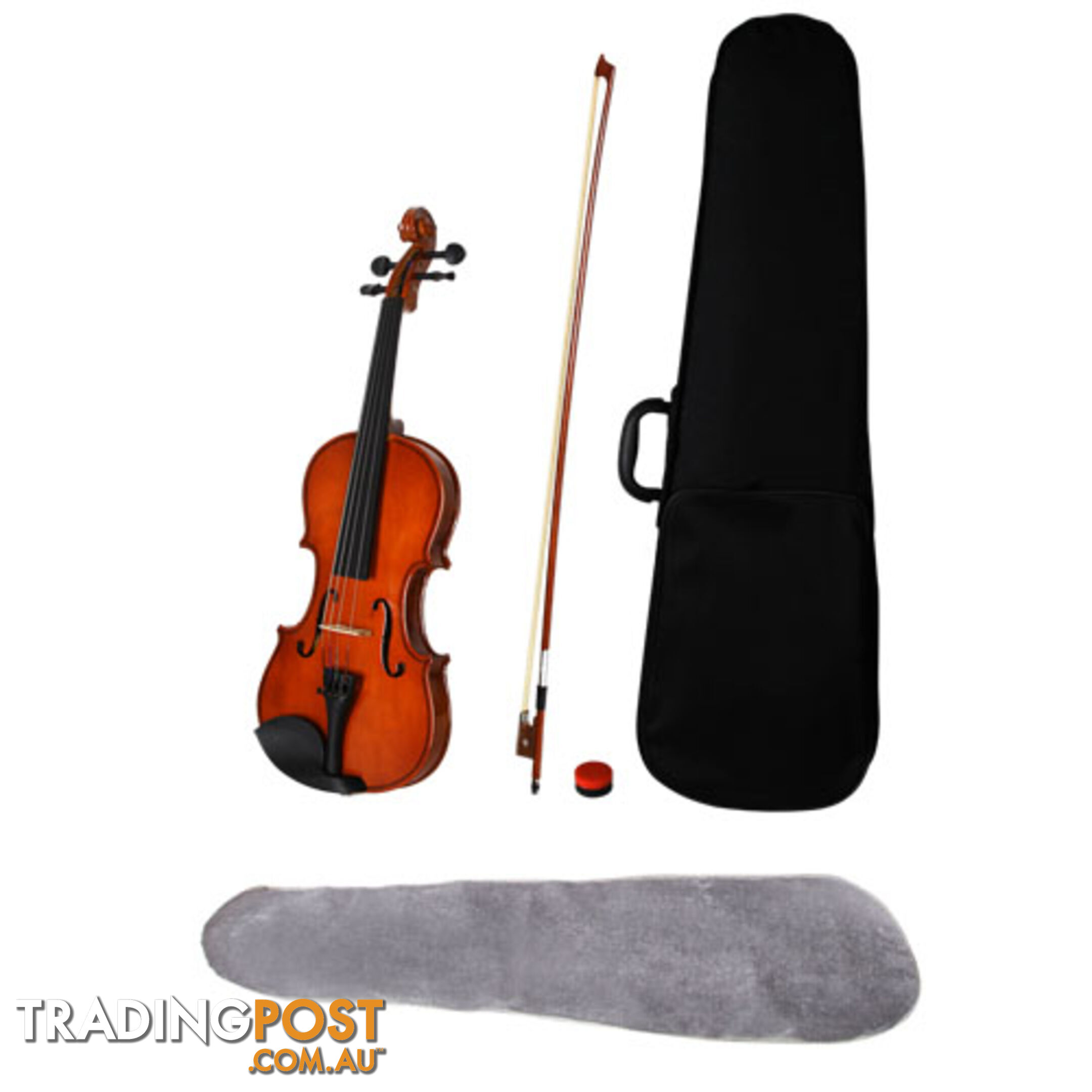 Full Size 4/4 Natural Wooden Beginner Violin Set Brown