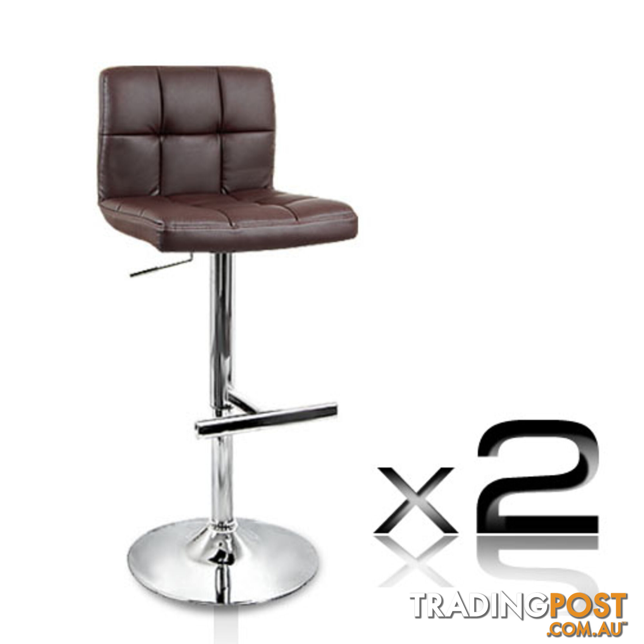 Set of 2 PU Leather Kitchen Bar Stool Chocolate