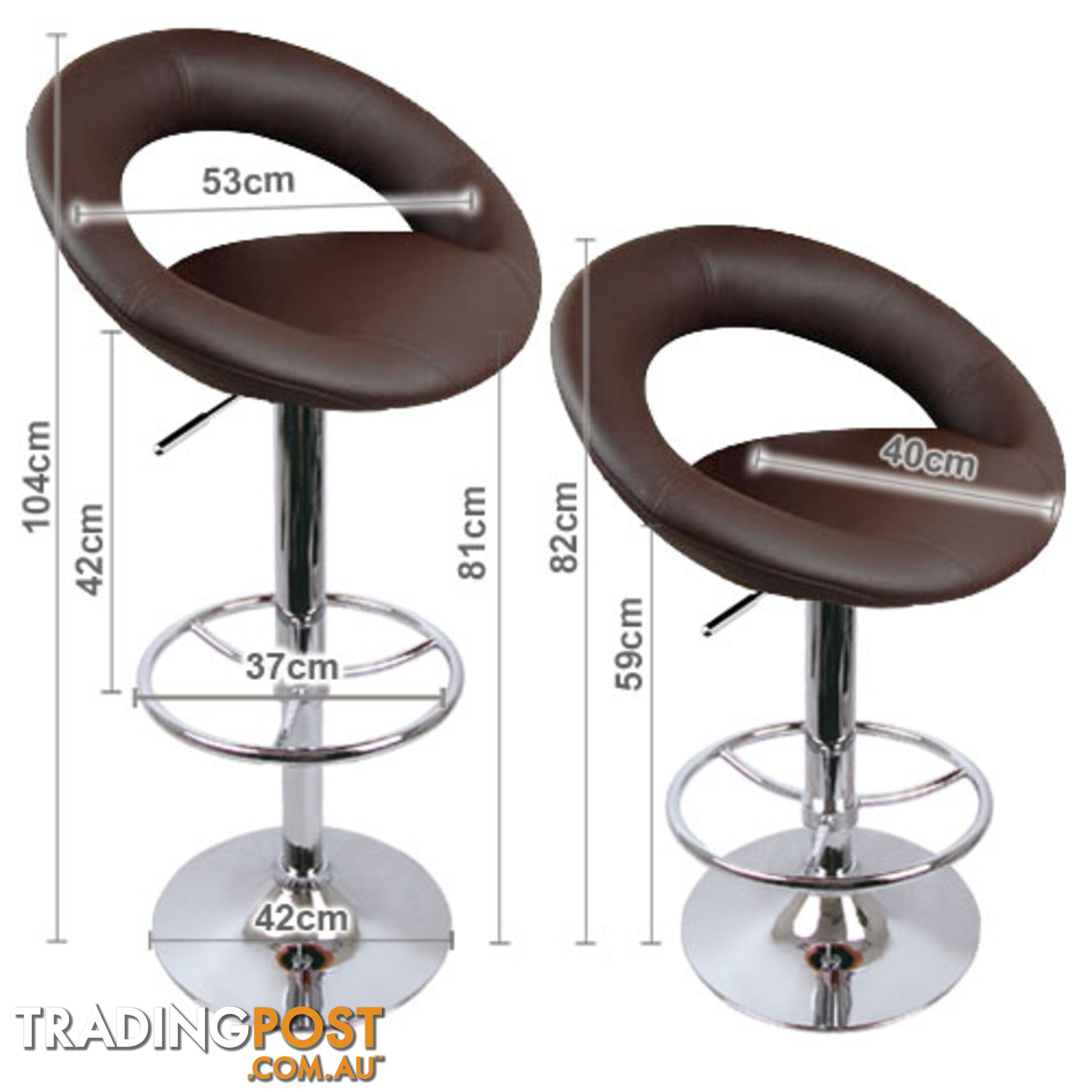 Set of 2 PU Leather Kitchen Bar Stool Chocolate