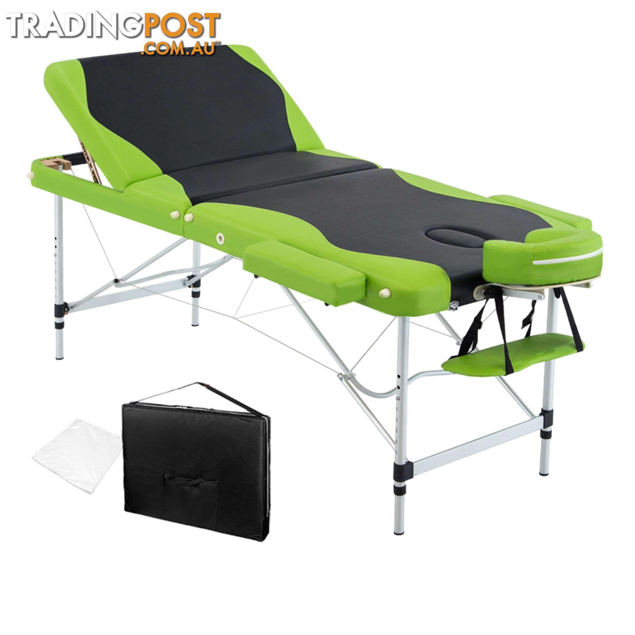 Aluminium Massage Table 3 Fold Green Black