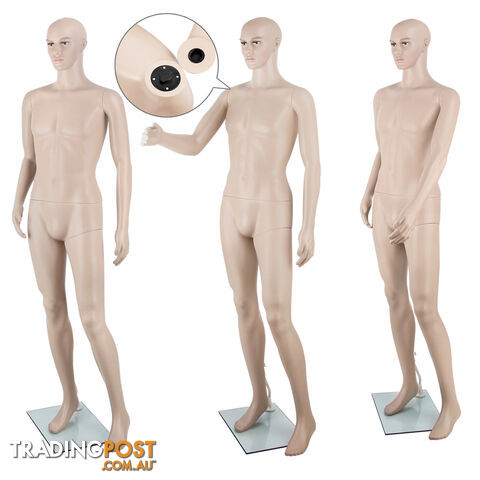 Full Body Male Mannequin Cloth Display Tailor Dressmaker Skin Tone 186cm