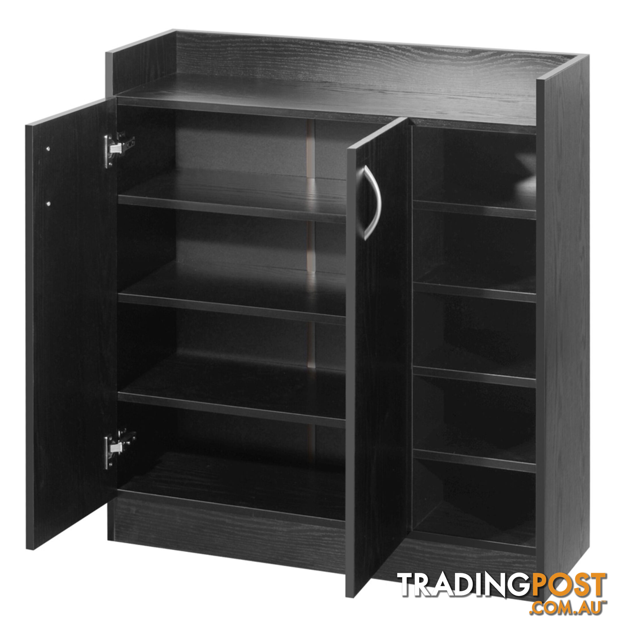 2 Doors Shoe Cabinet Storage Cupboard Black