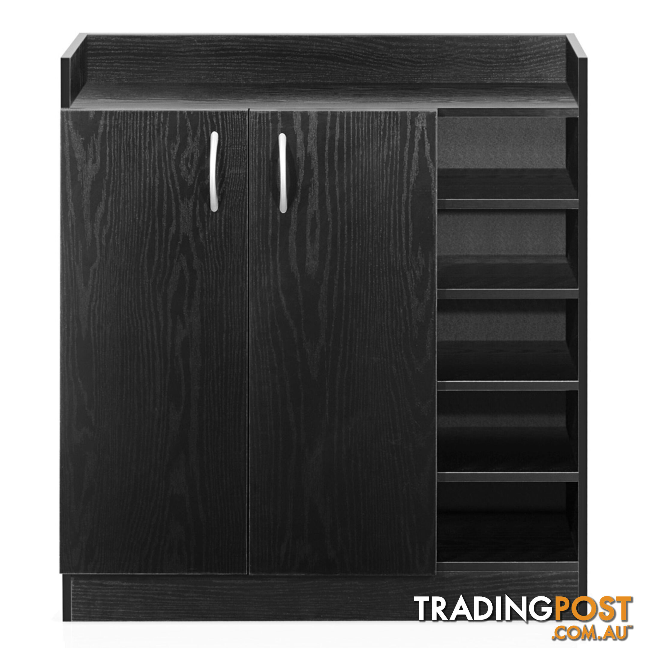 2 Doors Shoe Cabinet Storage Cupboard Black