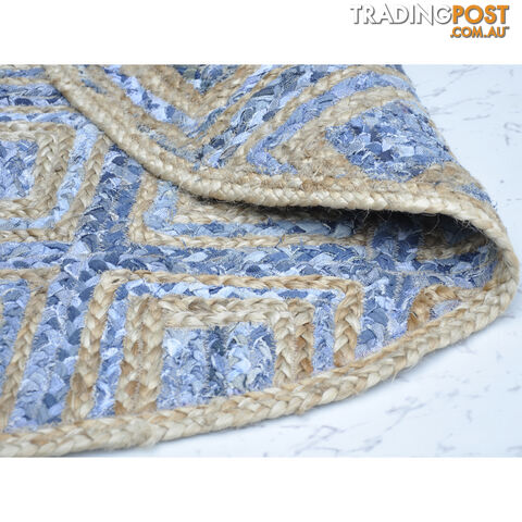 Diamond Denim Rug Natural & Denim Blue 120x120cm