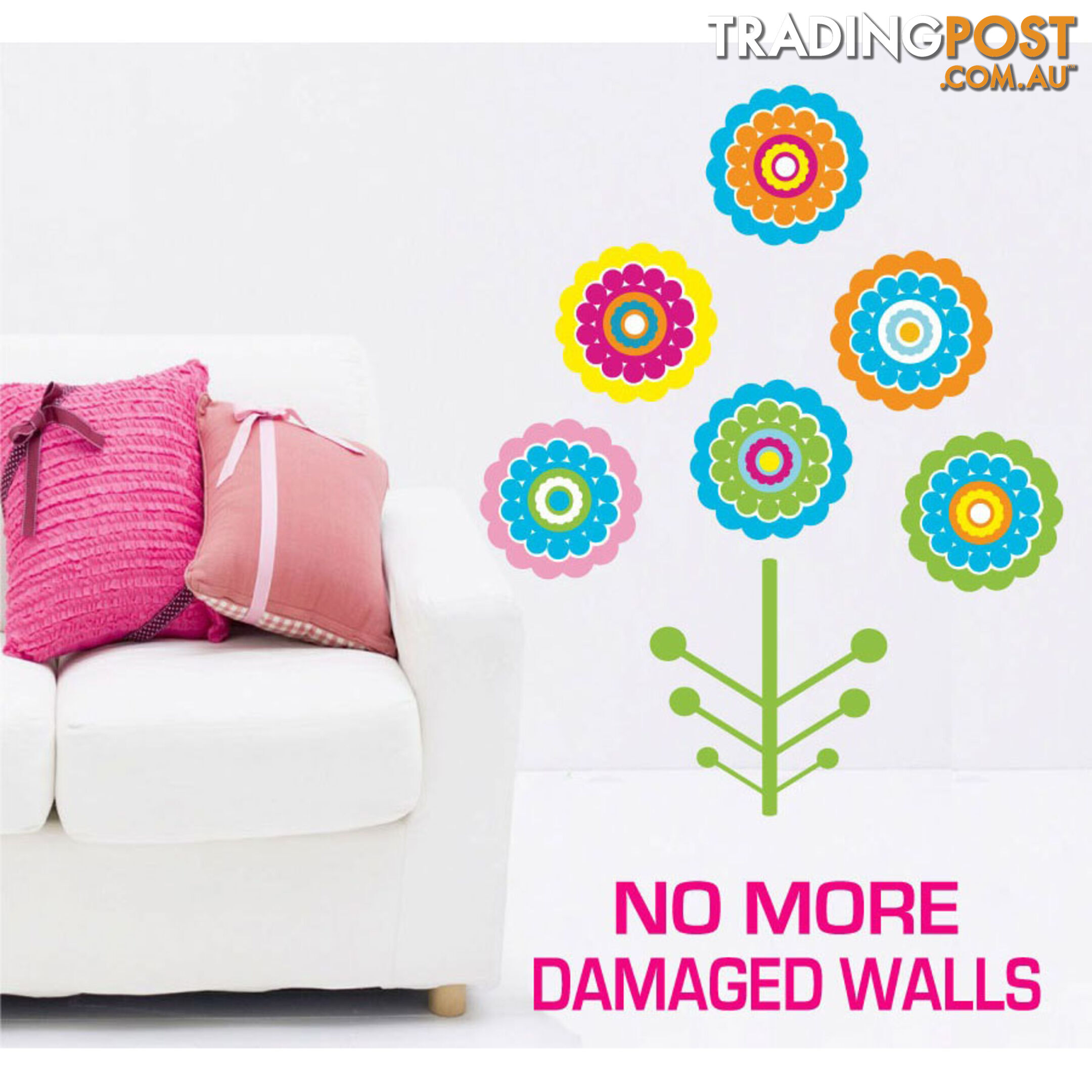 Large Size Colourful Flower Tree Wall Stickers - Totally Movable