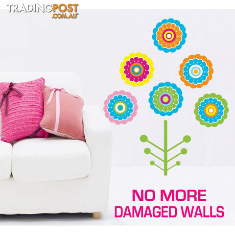 Large Size Colourful Flower Tree Wall Stickers - Totally Movable