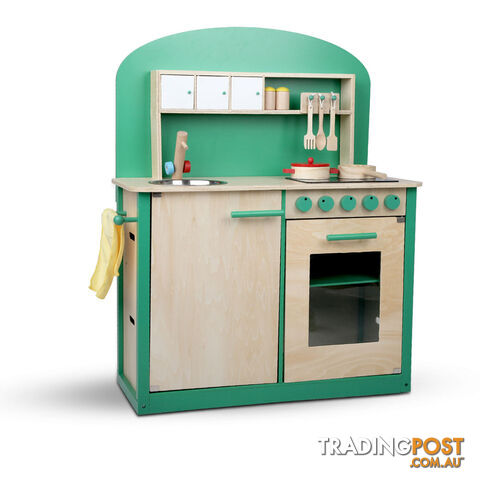 Kids Wooden Play Set Kitchen 8 Piece - Green