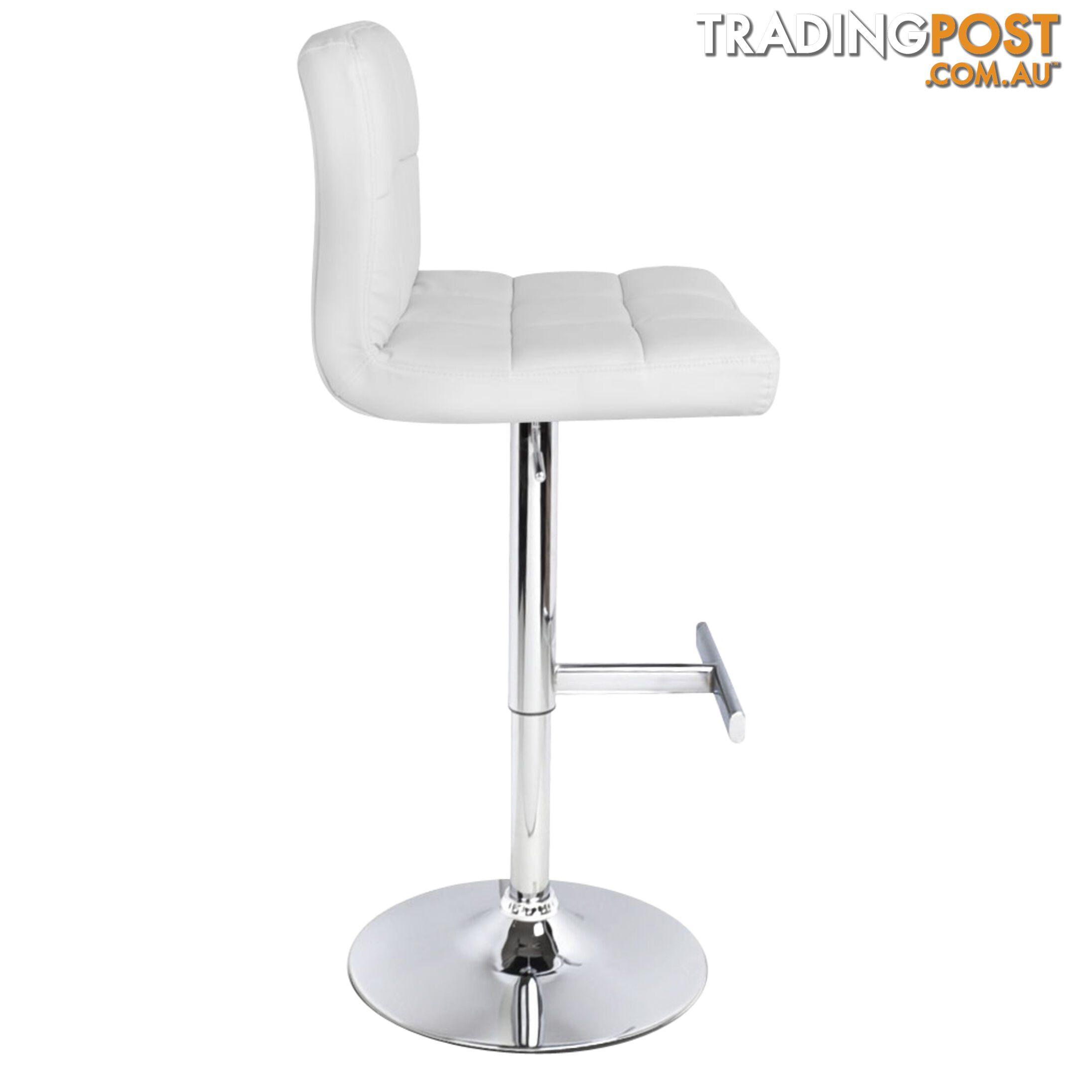 Set of 2 PU Leather Kitchen Bar Stool White