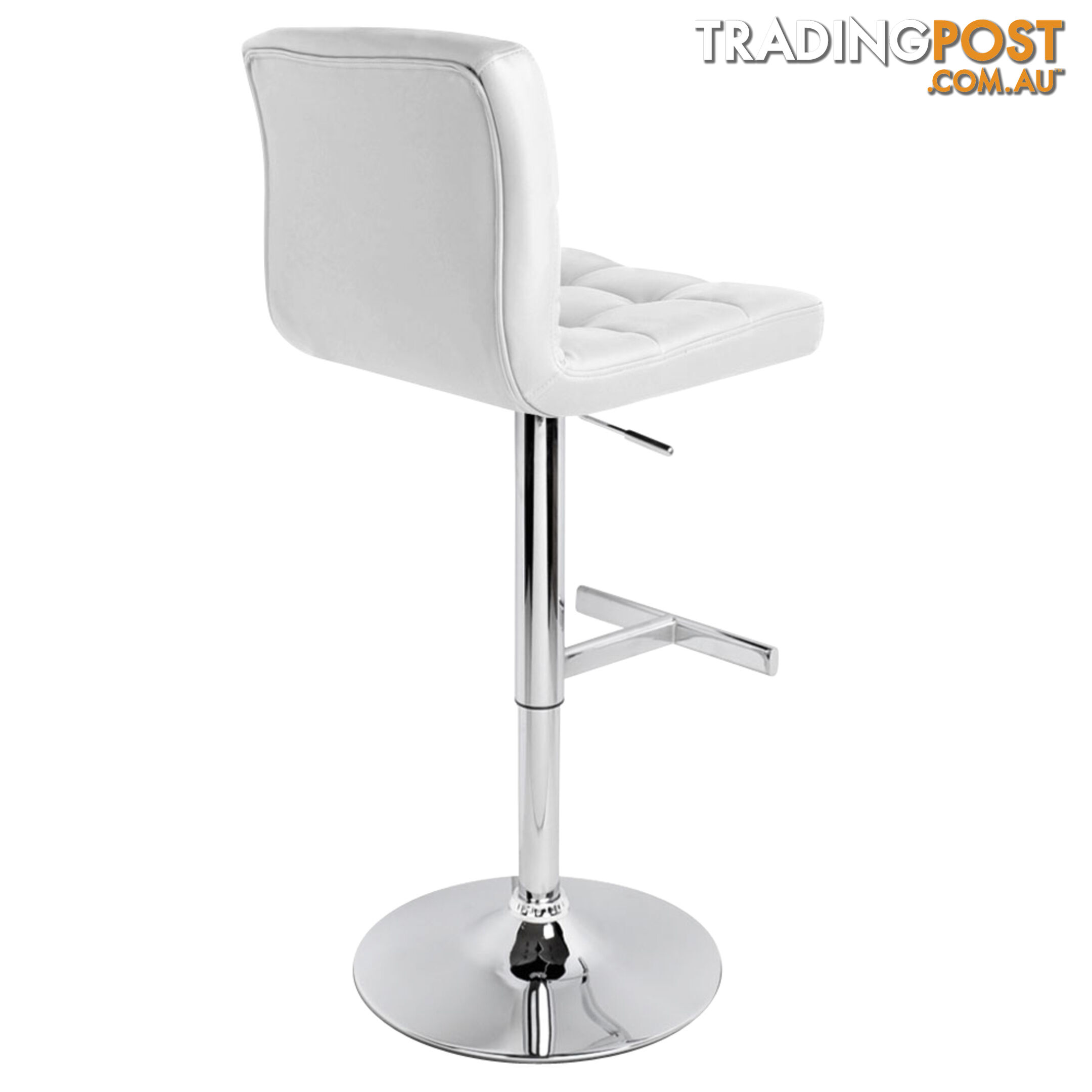 Set of 2 PU Leather Kitchen Bar Stool White