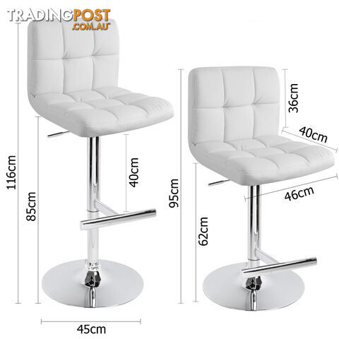 Set of 2 PU Leather Kitchen Bar Stool White