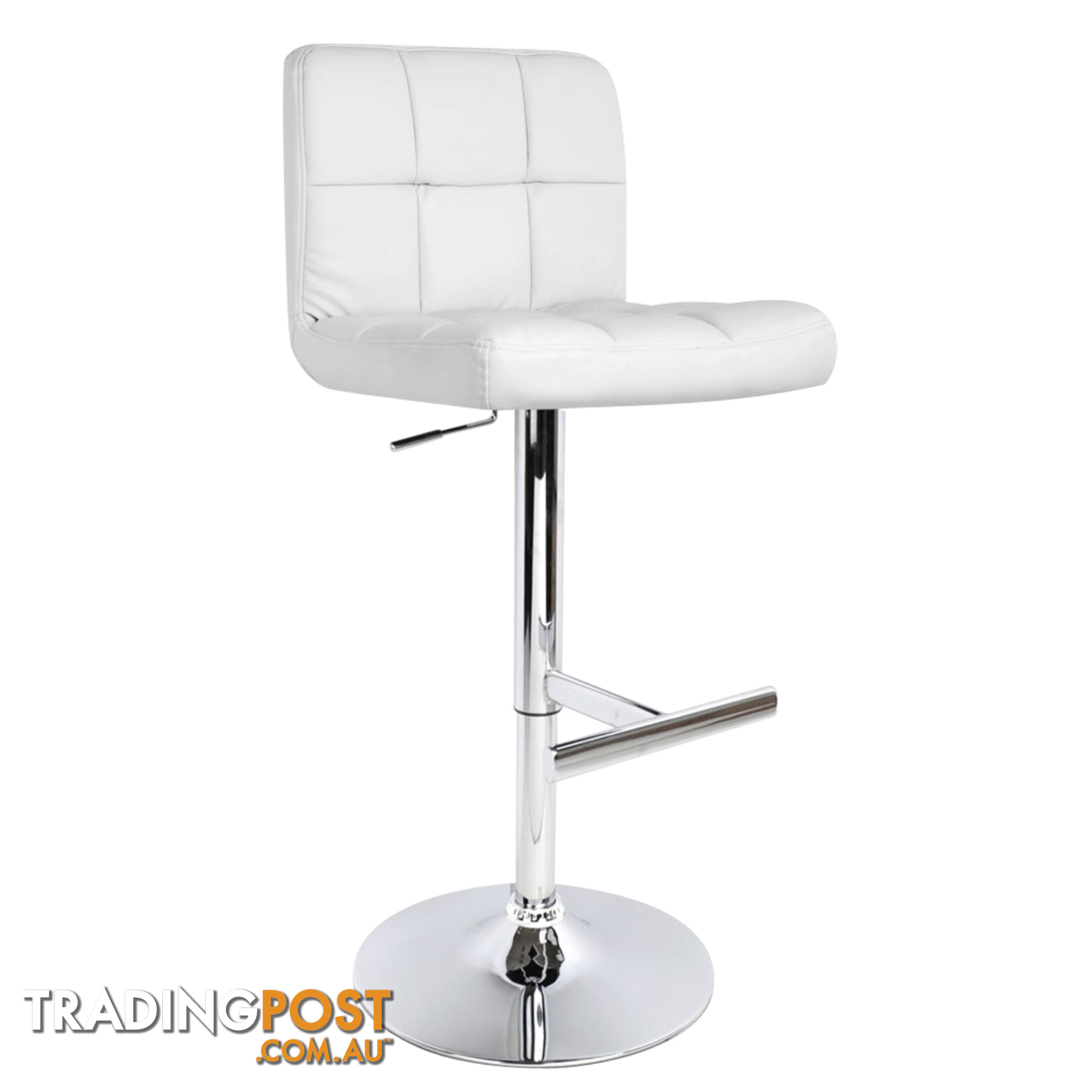 Set of 2 PU Leather Kitchen Bar Stool White