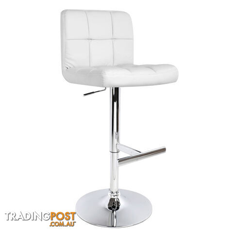 Set of 2 PU Leather Kitchen Bar Stool White