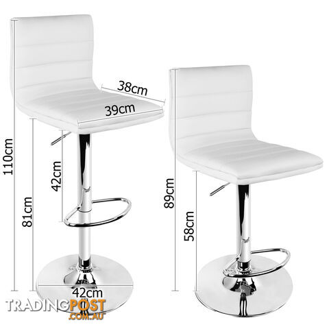 Set of 2 PU Leather Kitchen Bar Stool White