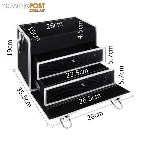 Portable Cosmetic Beauty Carry Case Box Black w/ Mirror - photo 3 of 8