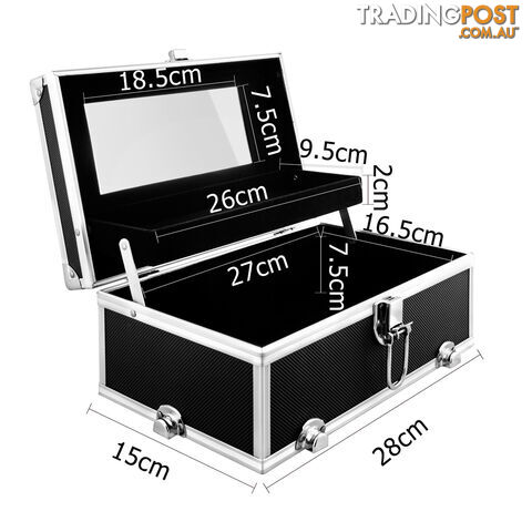 Portable Cosmetic Beauty Carry Case Box Black w/ Mirror - photo 2 of 8