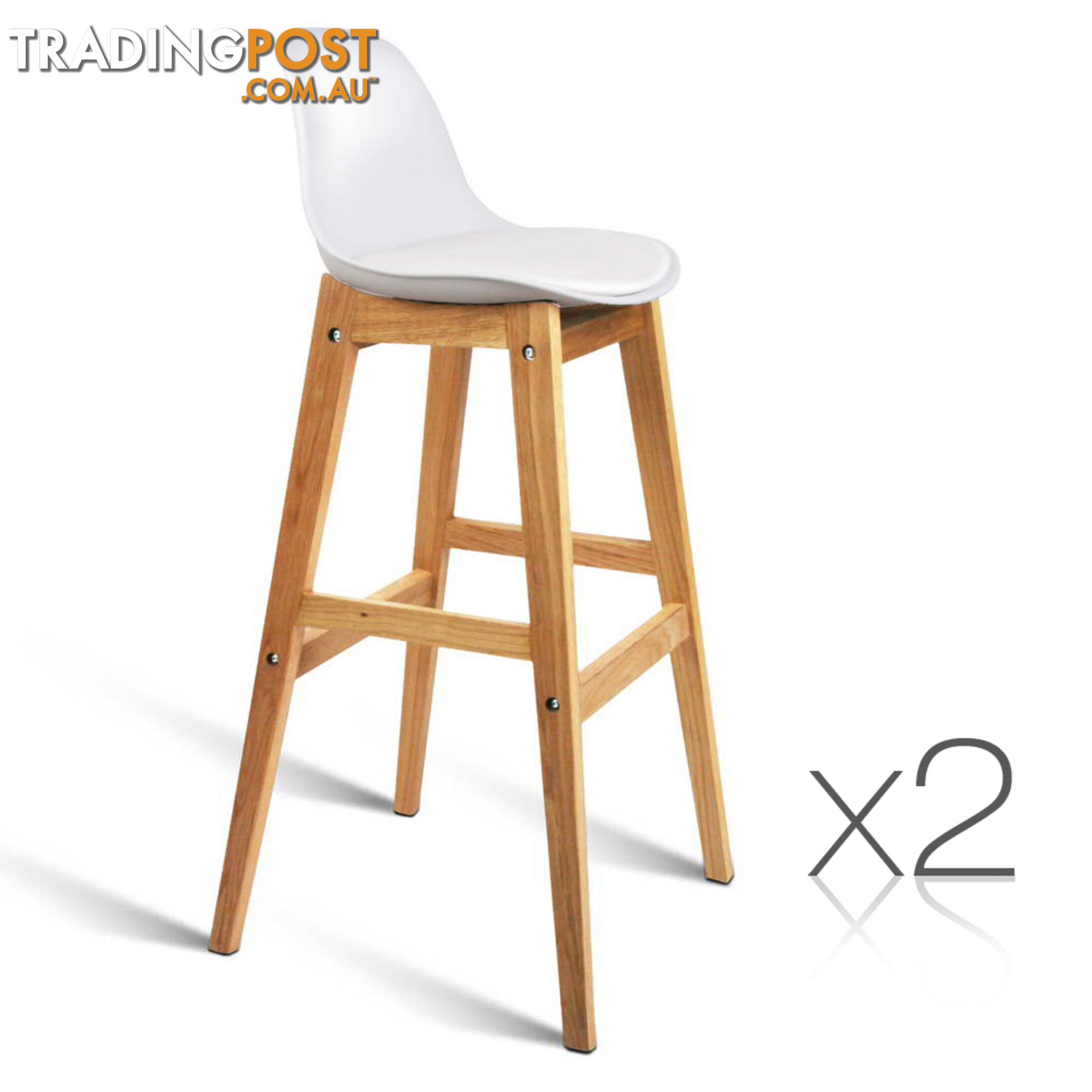 Set of 2 High Seat Back Barstools White