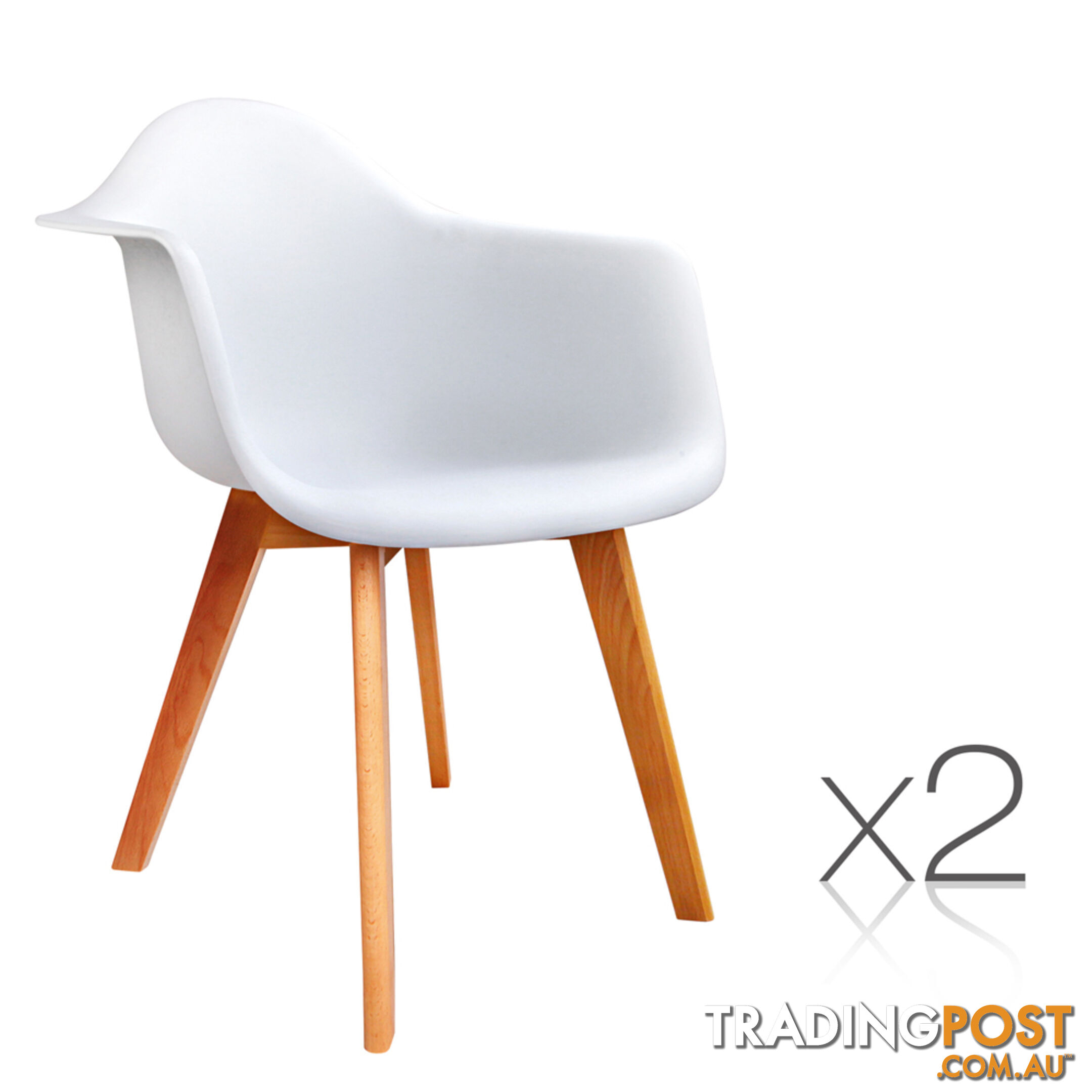 Set of 2 Replica Eames Armchairs White