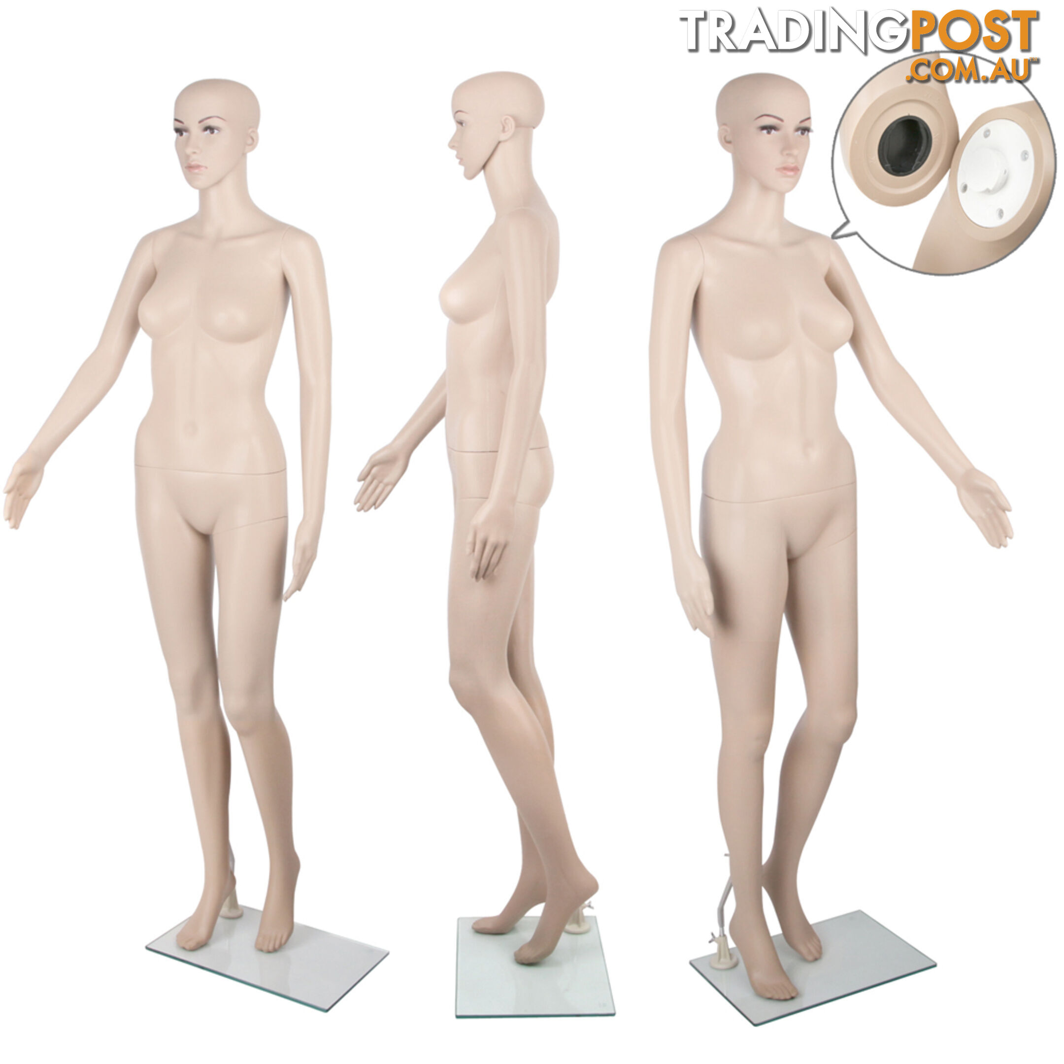 Full Body Female Mannequin Cloth Display Tailor Dressmaker Skin Tone 175cm