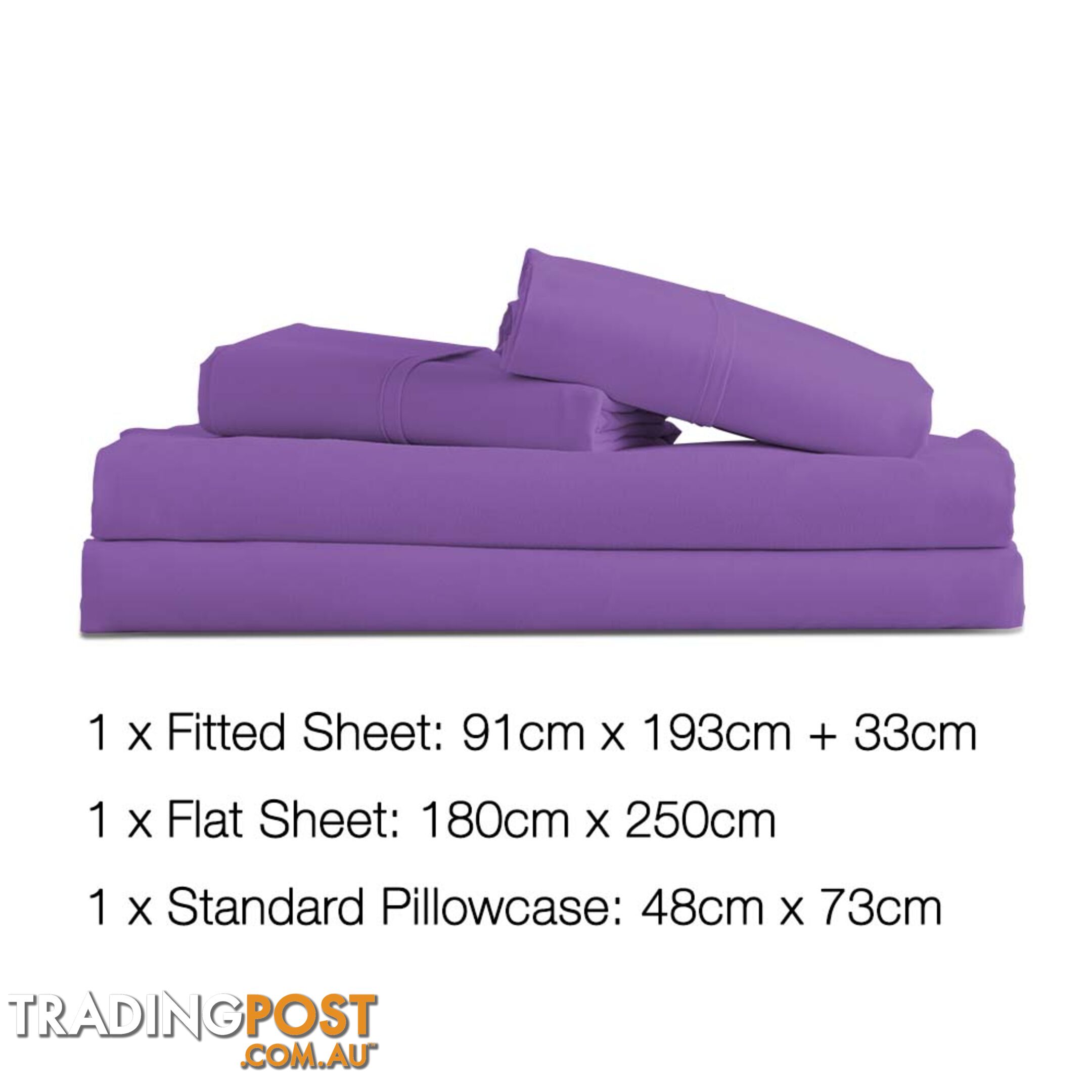 3 Piece Microfibre Sheet Set Single _ Purple