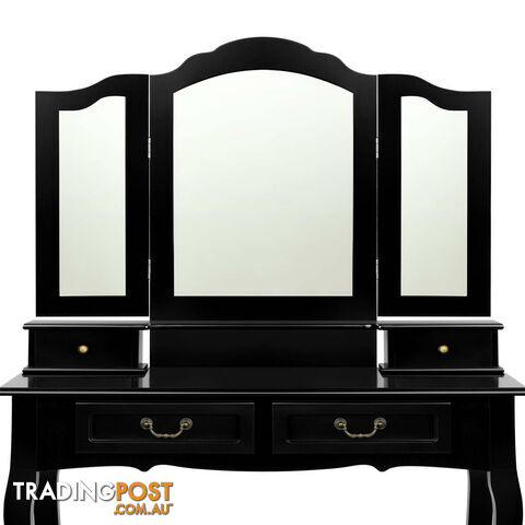 4 Drawer Dressing Table with Mirror - Black