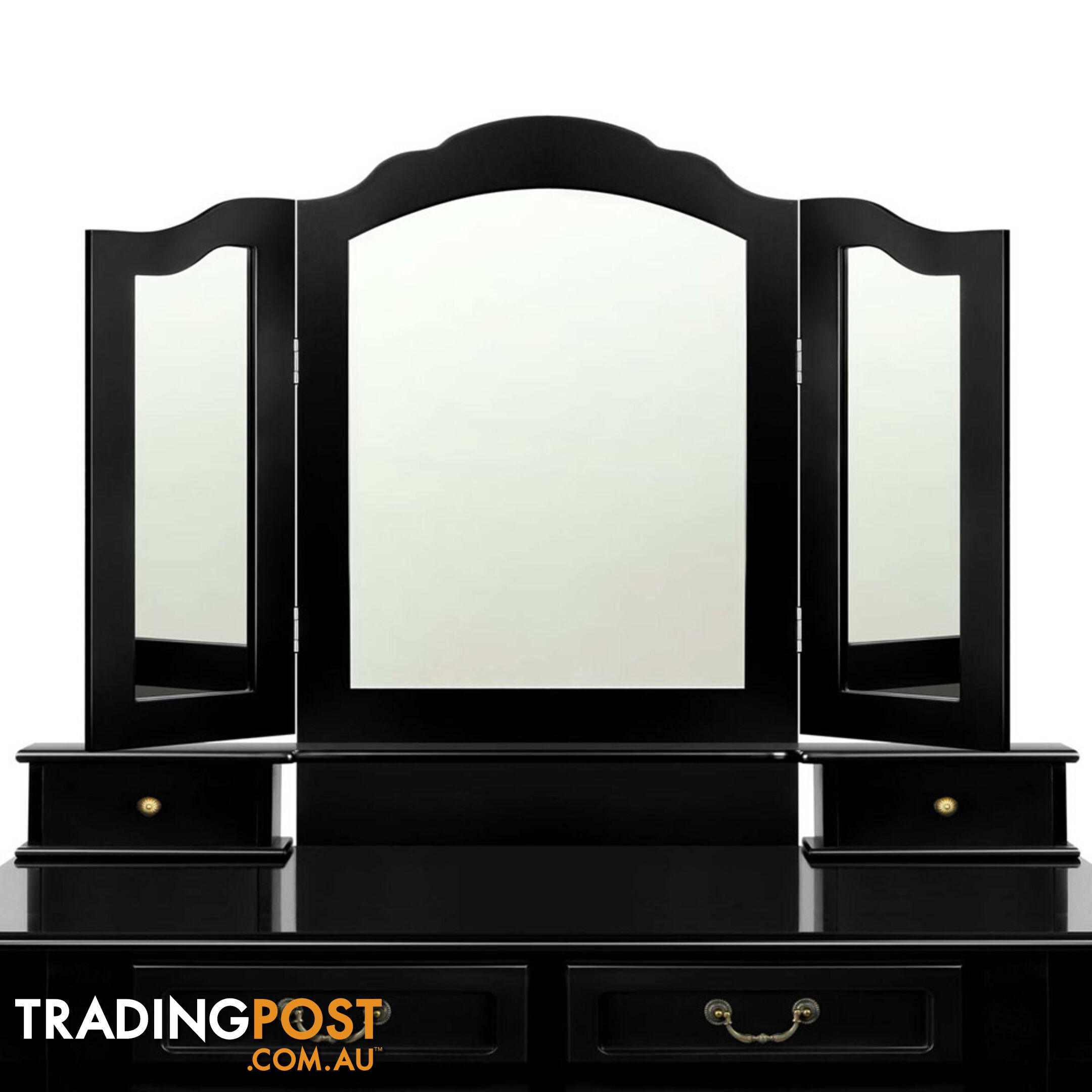 4 Drawer Dressing Table with Mirror - Black